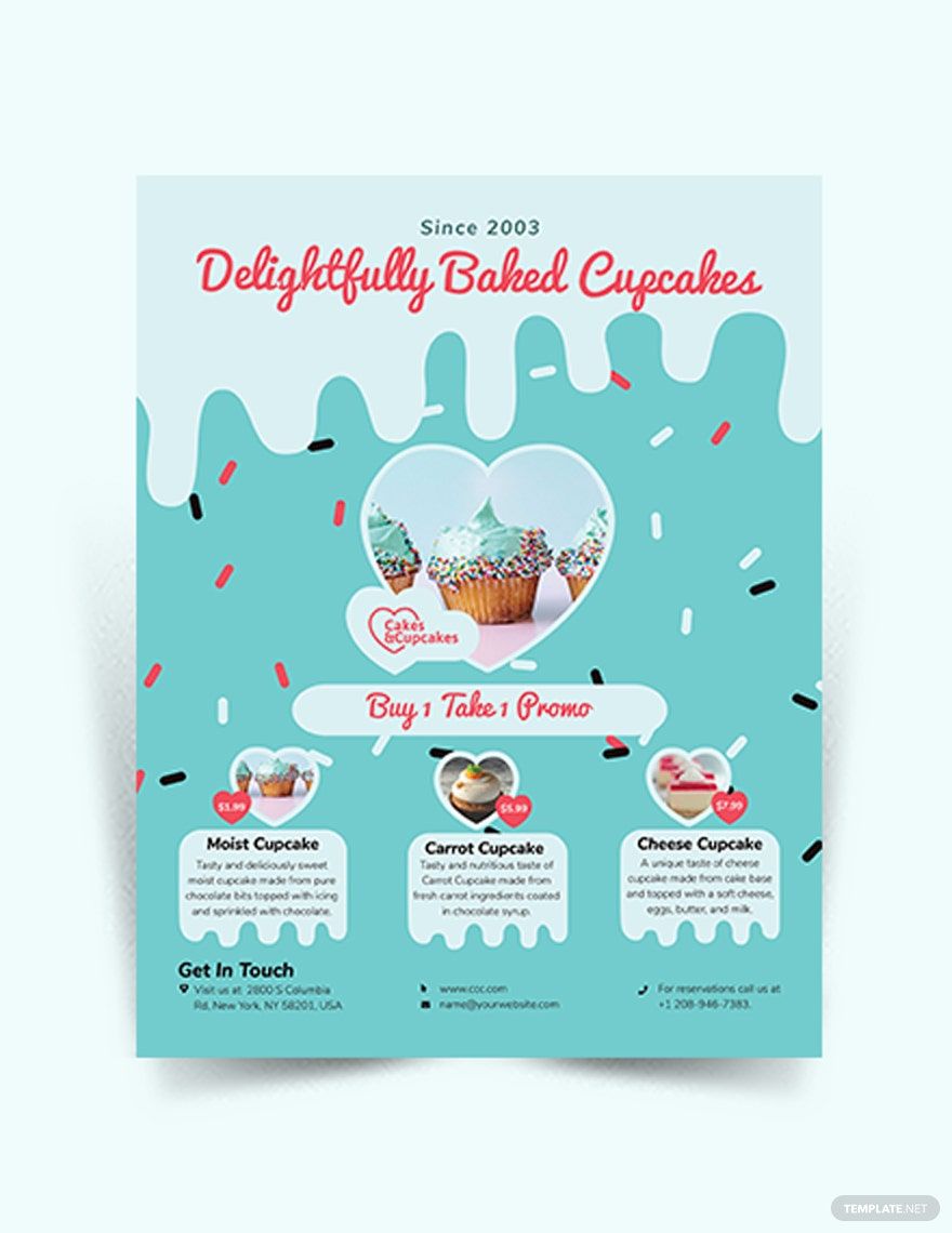 Cupcake Bakery Flyer Template in Word, Google Docs, Illustrator, PSD, Apple Pages, Publisher, InDesign