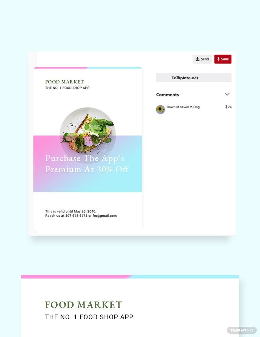 Food App Promotion Pinterest Pin Template in PSD