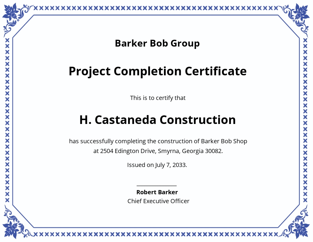 Free Project Completion Certificate Templates 5  Download in PDF Word