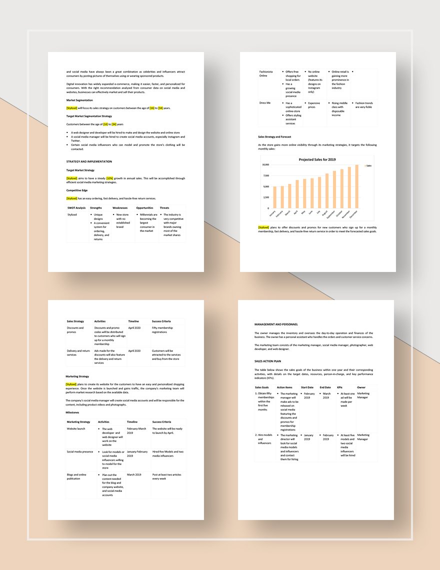1 Year Annual Sales Plan Template