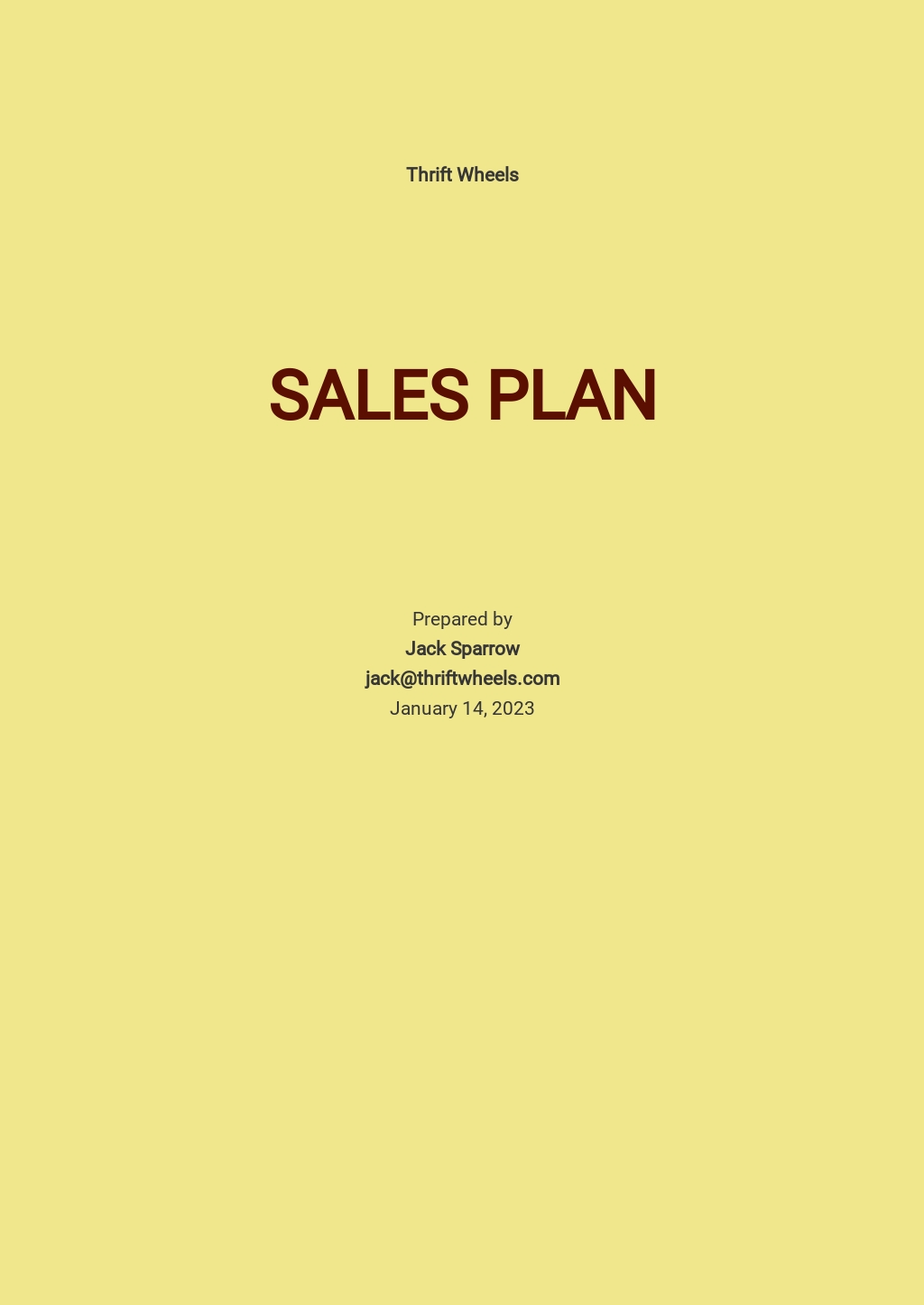 Automotive Sales Plan Template 