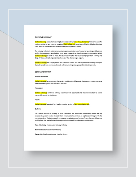 Catering Sales Plan Template - Google Docs, Word, Apple Pages, PDF ...
