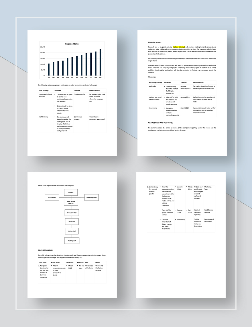 Catering Sales Plan Template