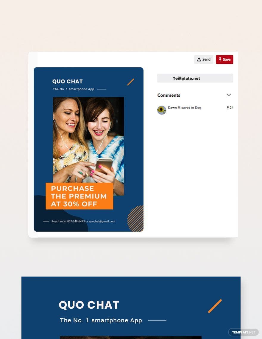 Smartphone App Promotion Pinterest Pin Template in PSD
