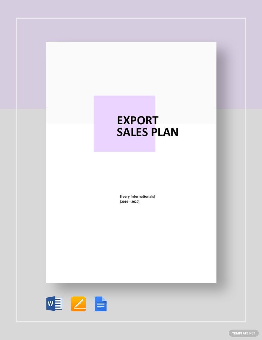 Export Sales Plan Template