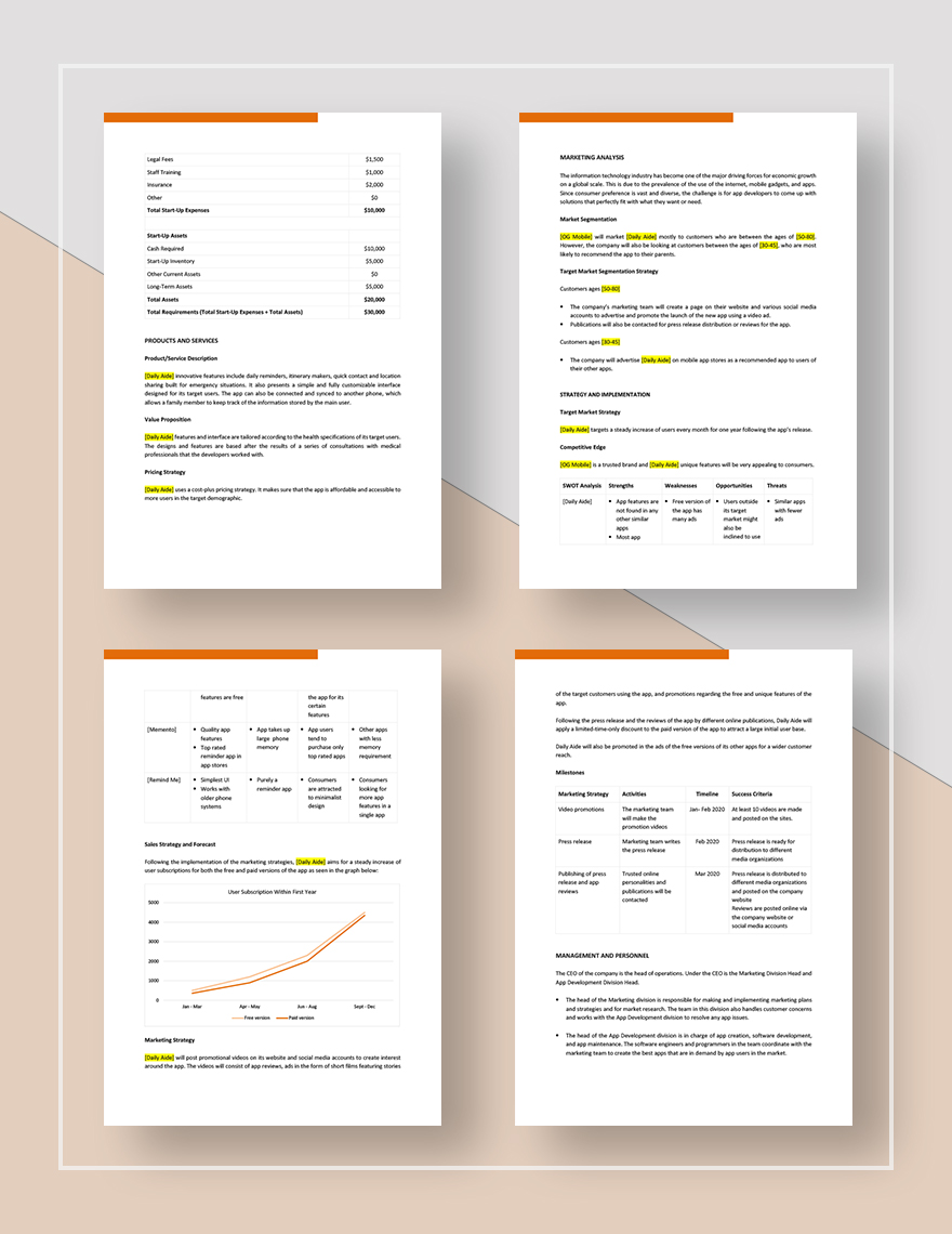 App Marketing Plan Template in Pages Word Google Docs Download