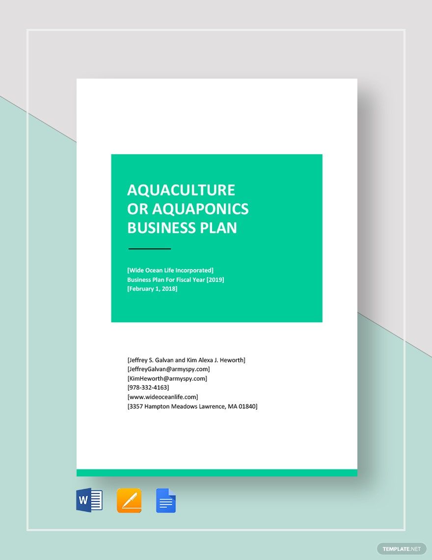 Aquaculture or Aquaponics Business Plan Template