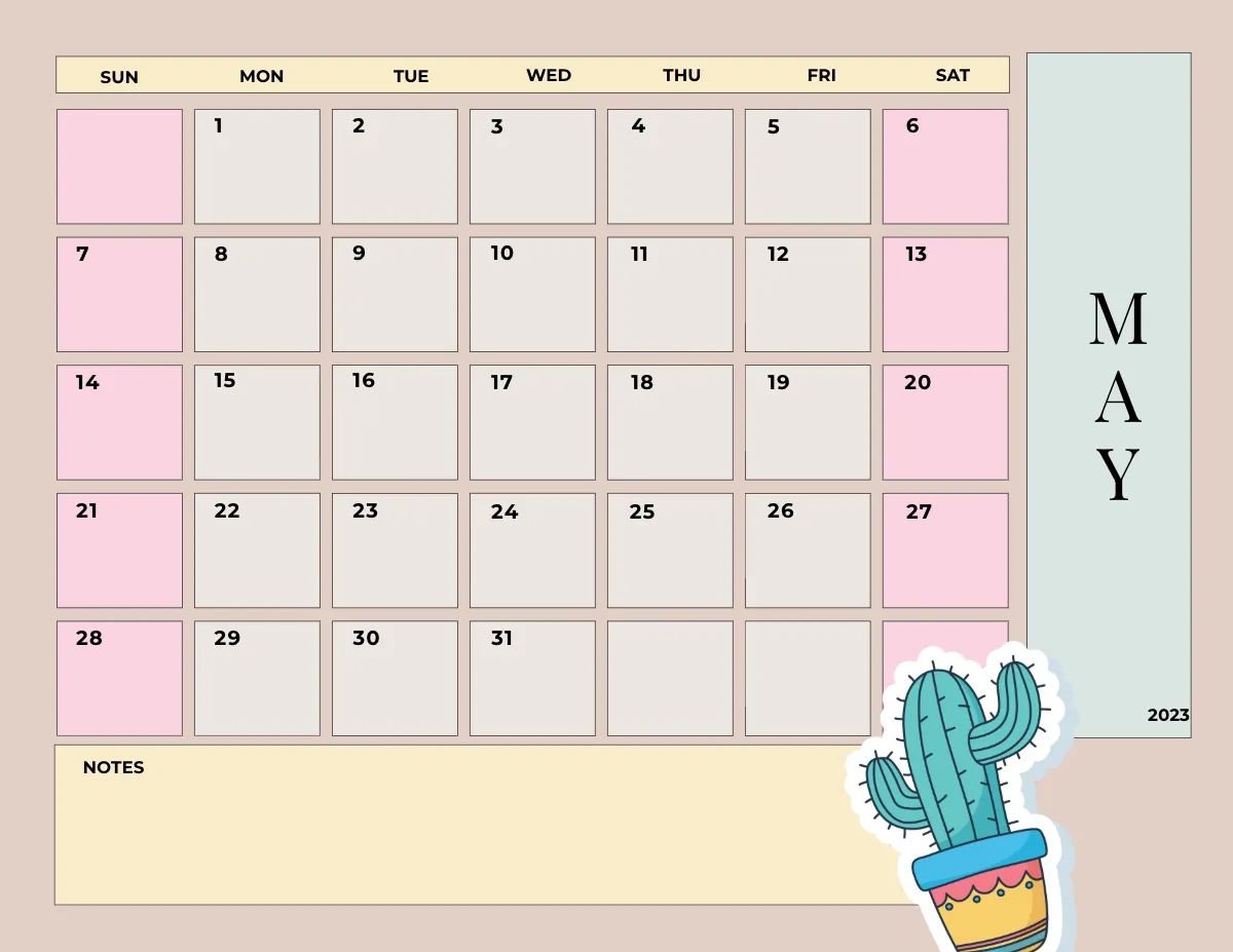 Free Cute 2023 Calendar  Template to Edit Online