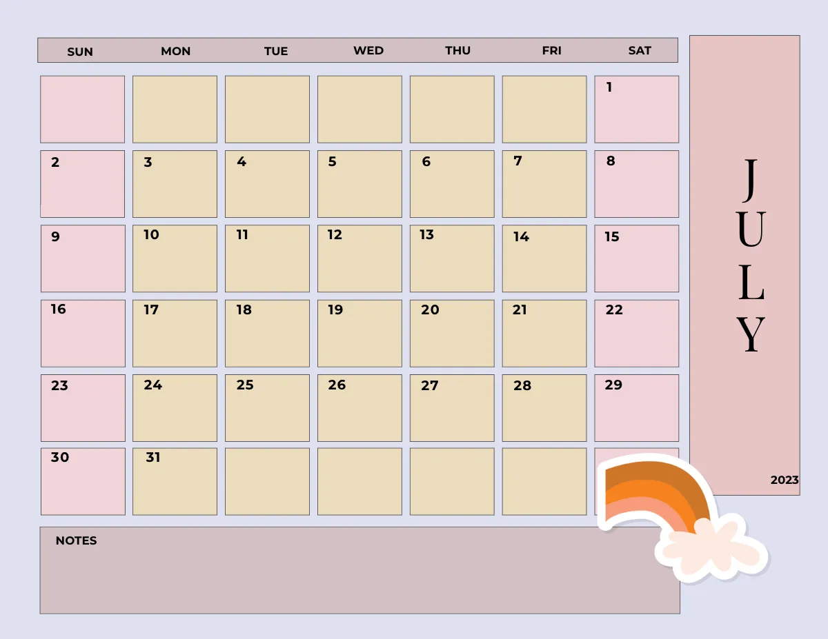 Free Cute 2023 Calendar  Template to Edit Online