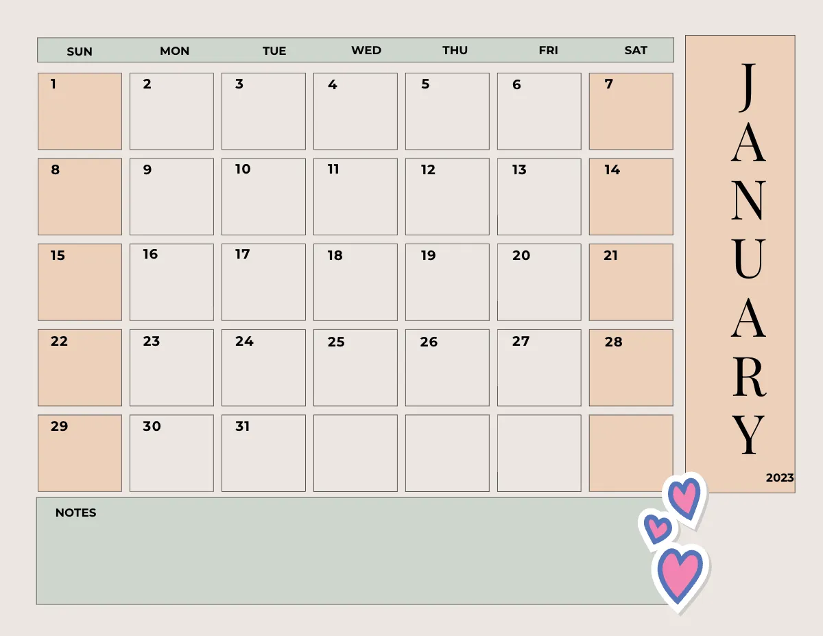 Free Cute 2023 Calendar  Template to Edit Online