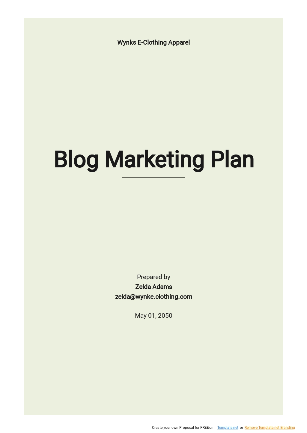Blog Marketing Plan Template