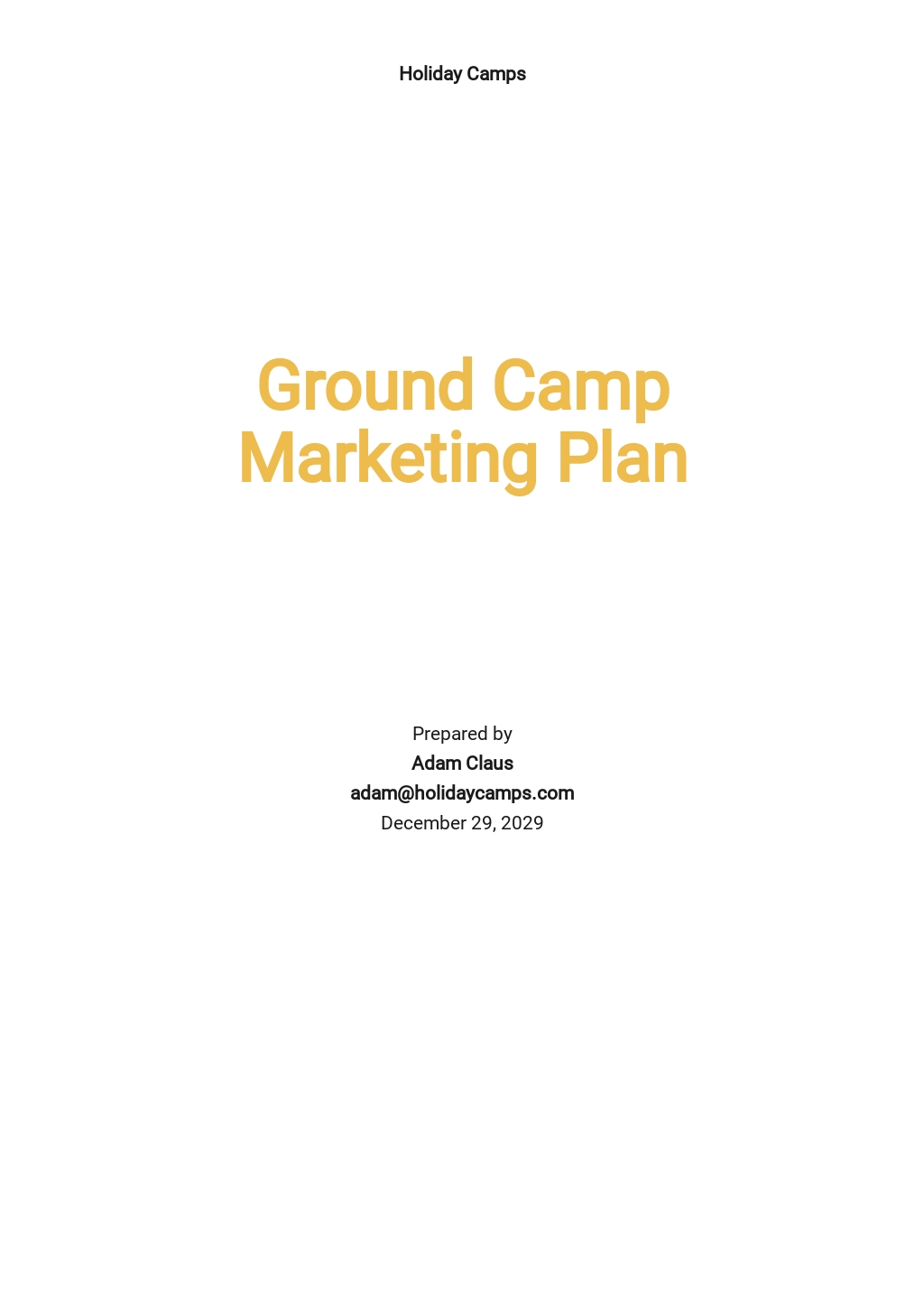 Camping or Camp Ground Marketing Plan Template.jpe