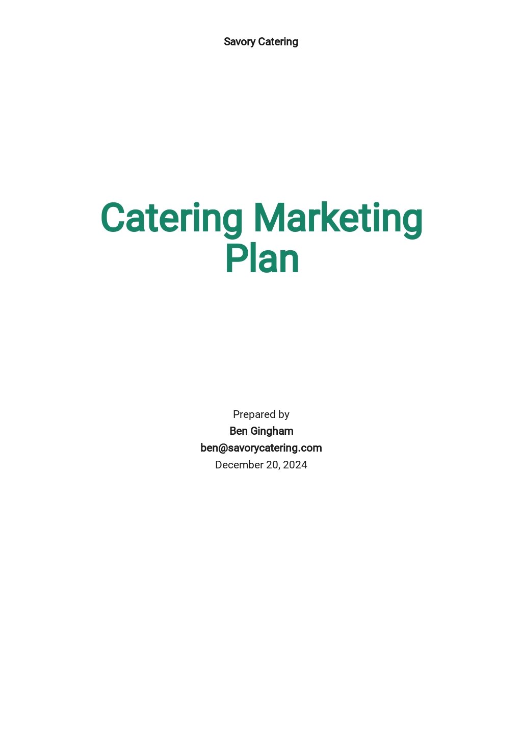 example of catering business plan