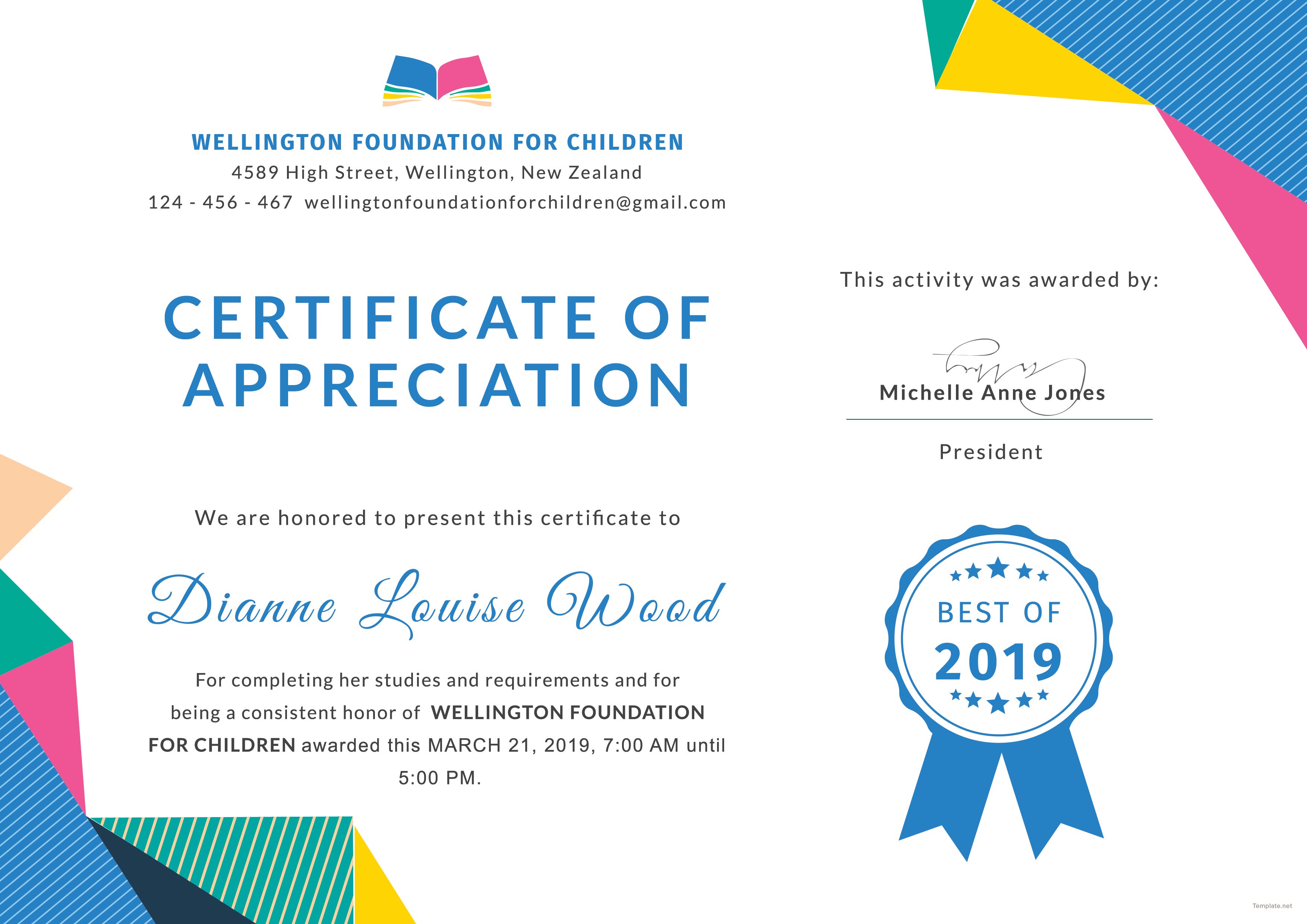 Free Graduation Appreciation Certificate Template in Adobe Photoshop