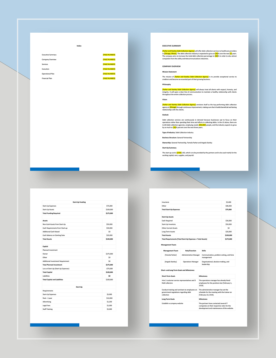 Debt Collection Business Plan Template