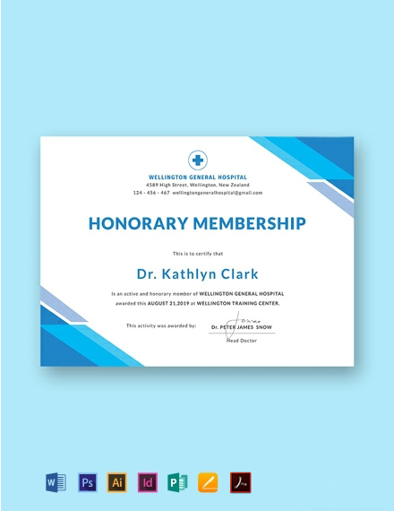 FREE Honorary Membership Certificate Template - Word (DOC) | PSD ...