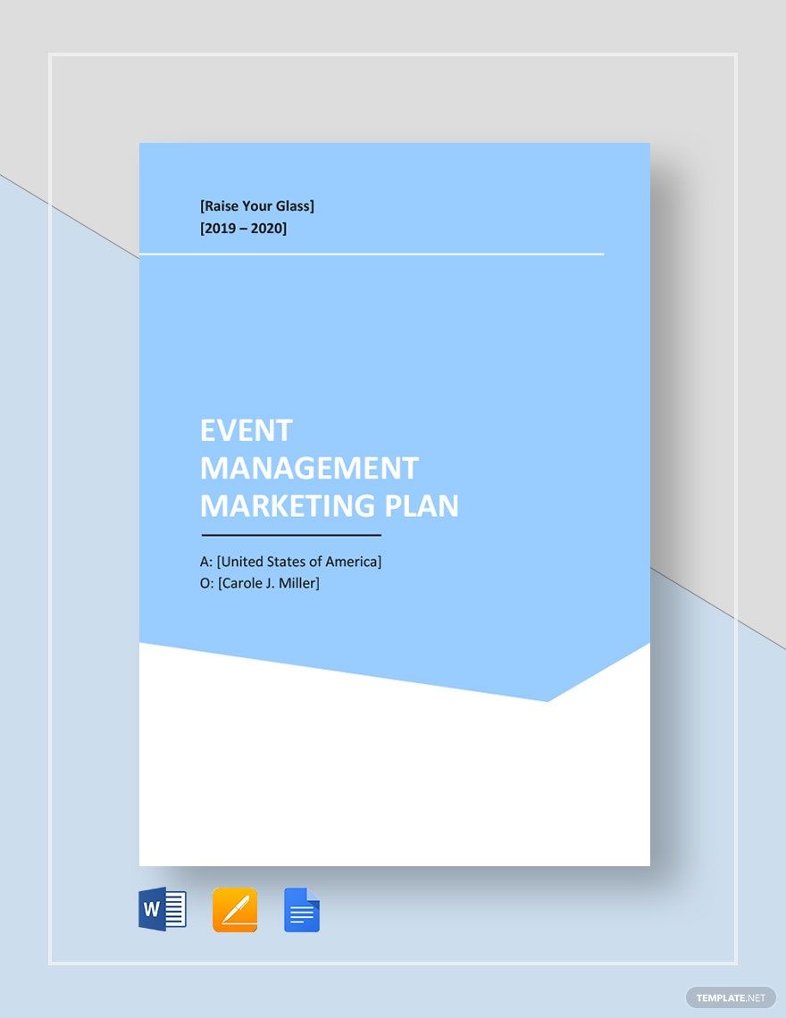 Event Management Marketing Plan Template