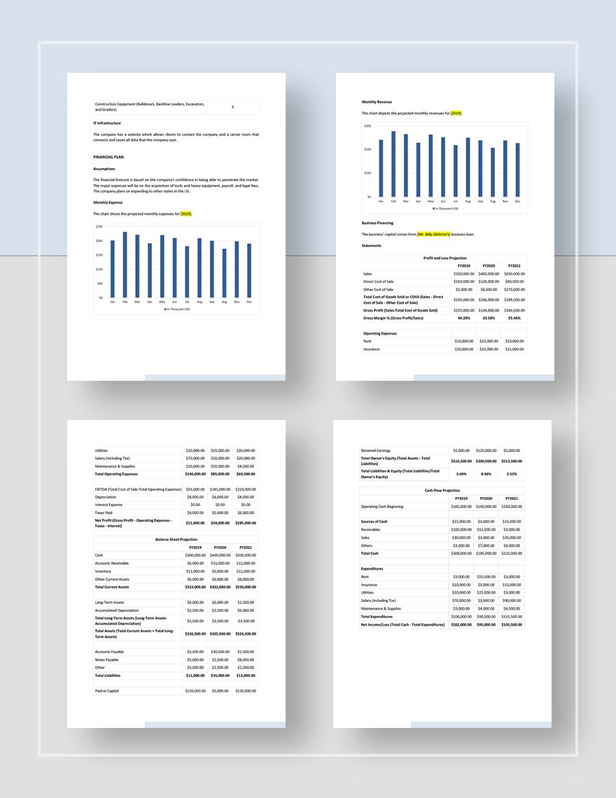 contractor business plan template