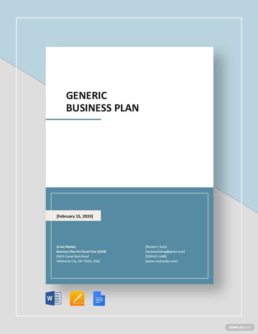 Generic Business Plan Template