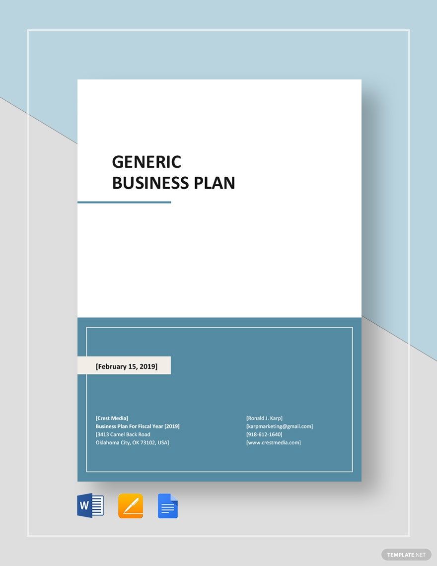 Generic Business Plan Template in Pages, Word, PDF, Google Docs - Download | Template.net