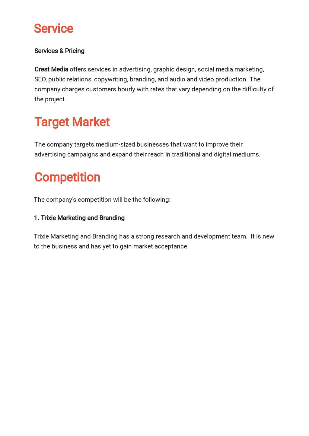 Simple business plan template picture
