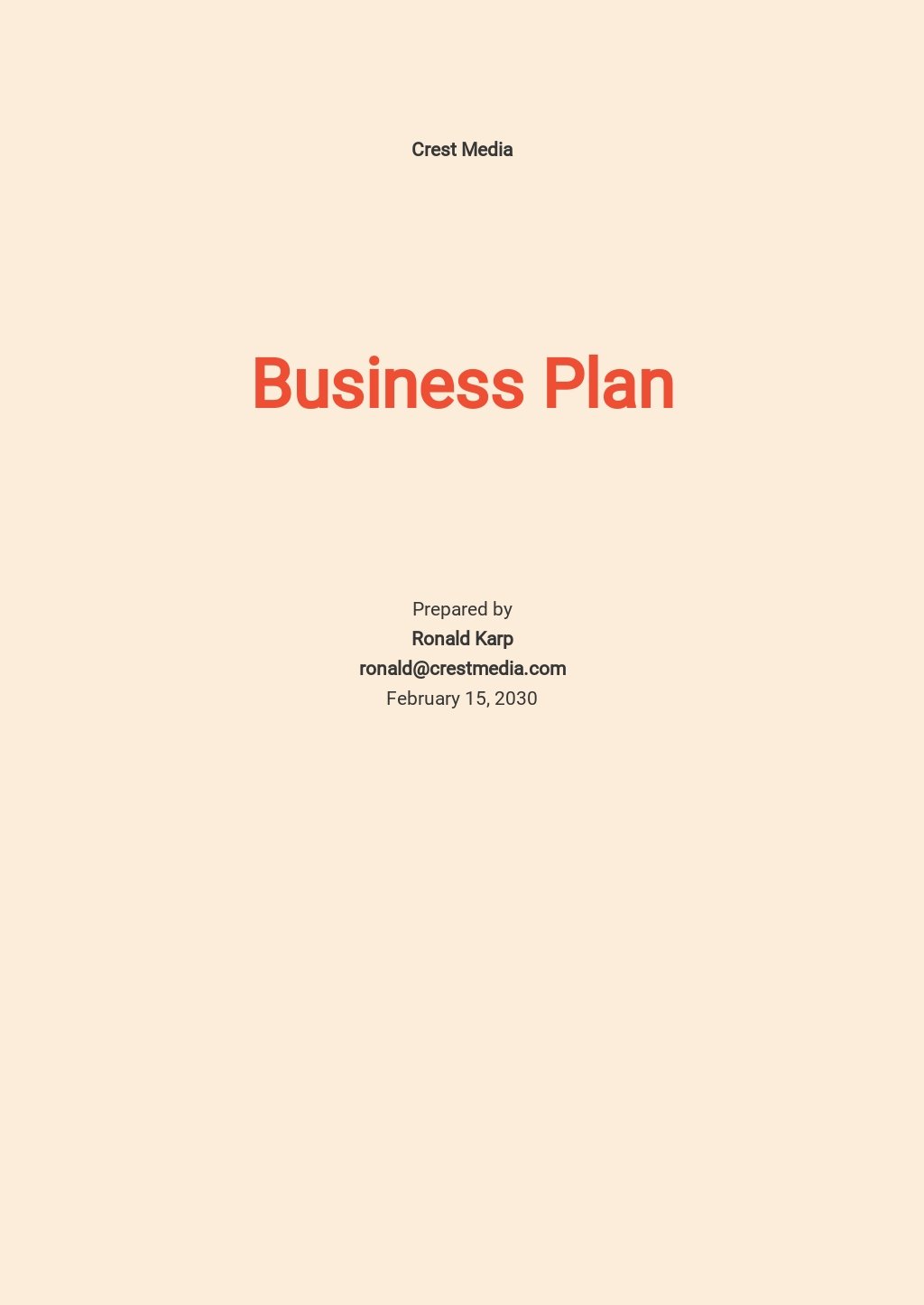 free business plan template pages