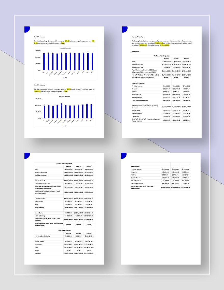 business plan template for holding company