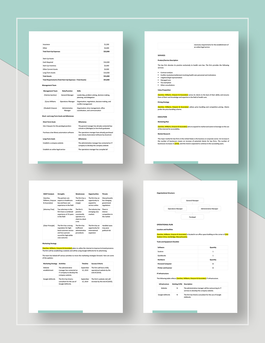 Law Firm Business Plan Template