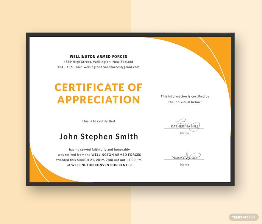 Appreciation Certificate Templates Design Free Download Template
