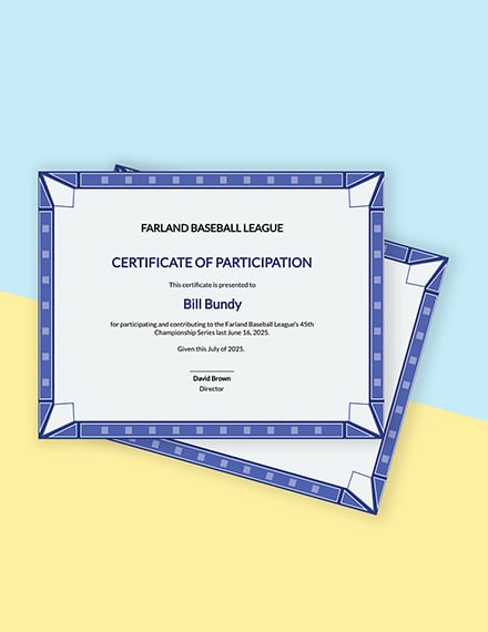 Free Participation Certificate for Sports Template