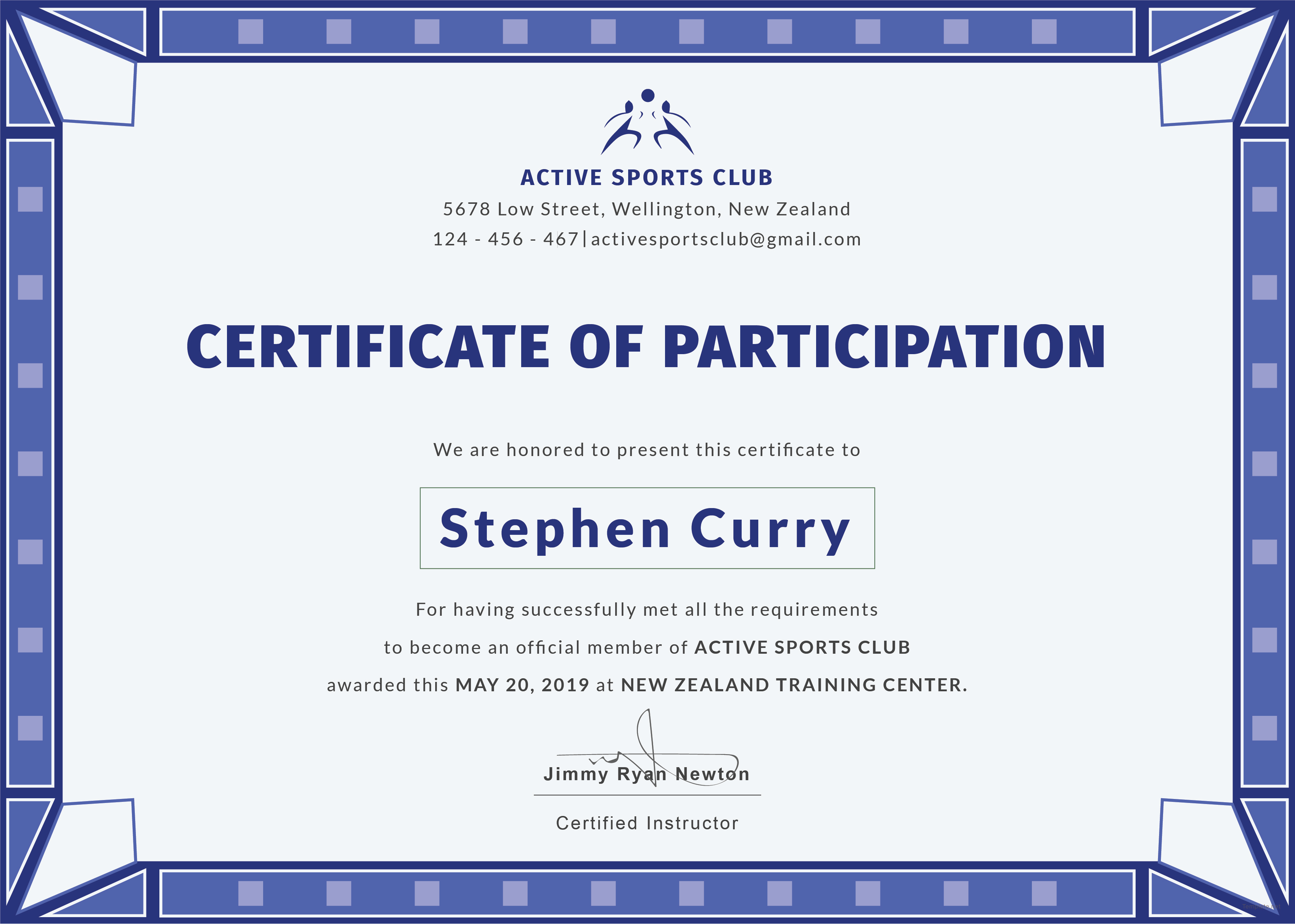 free participation certificate for sports template