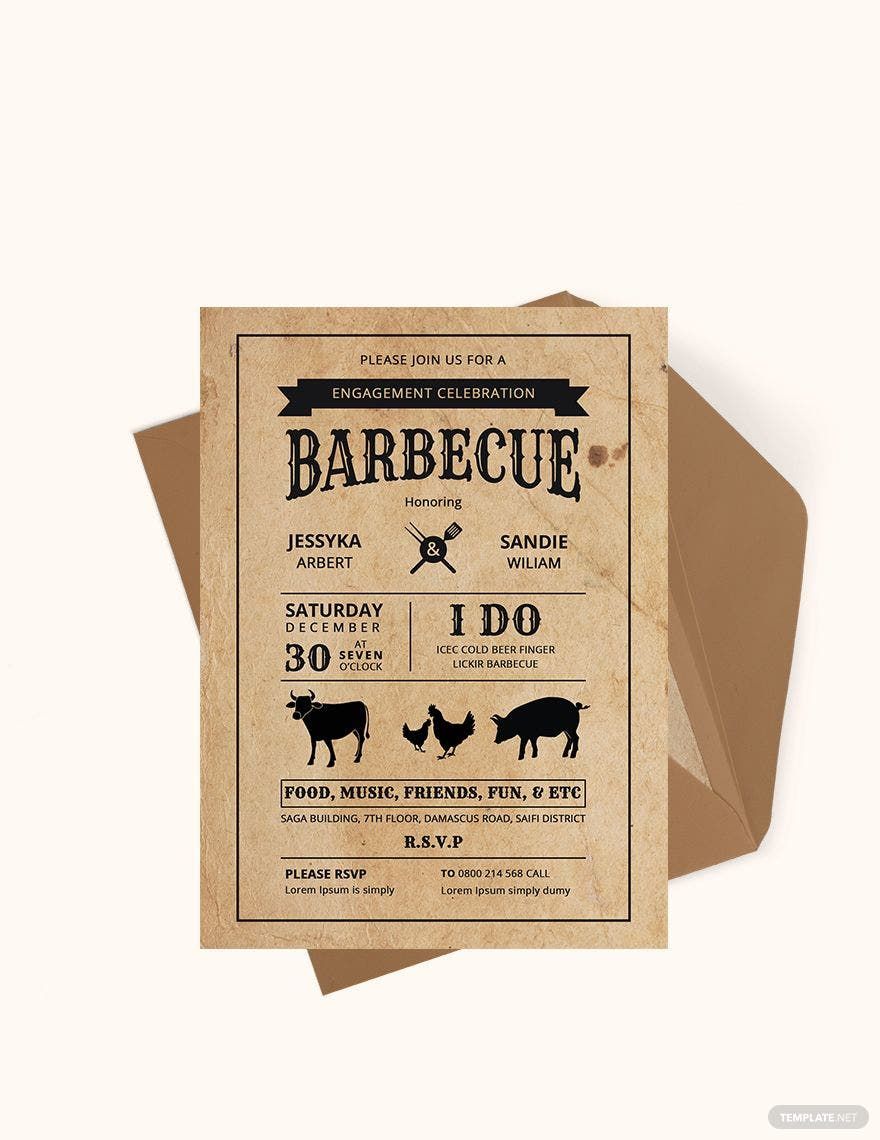 BBQ Engagement Party Invitation Card Template