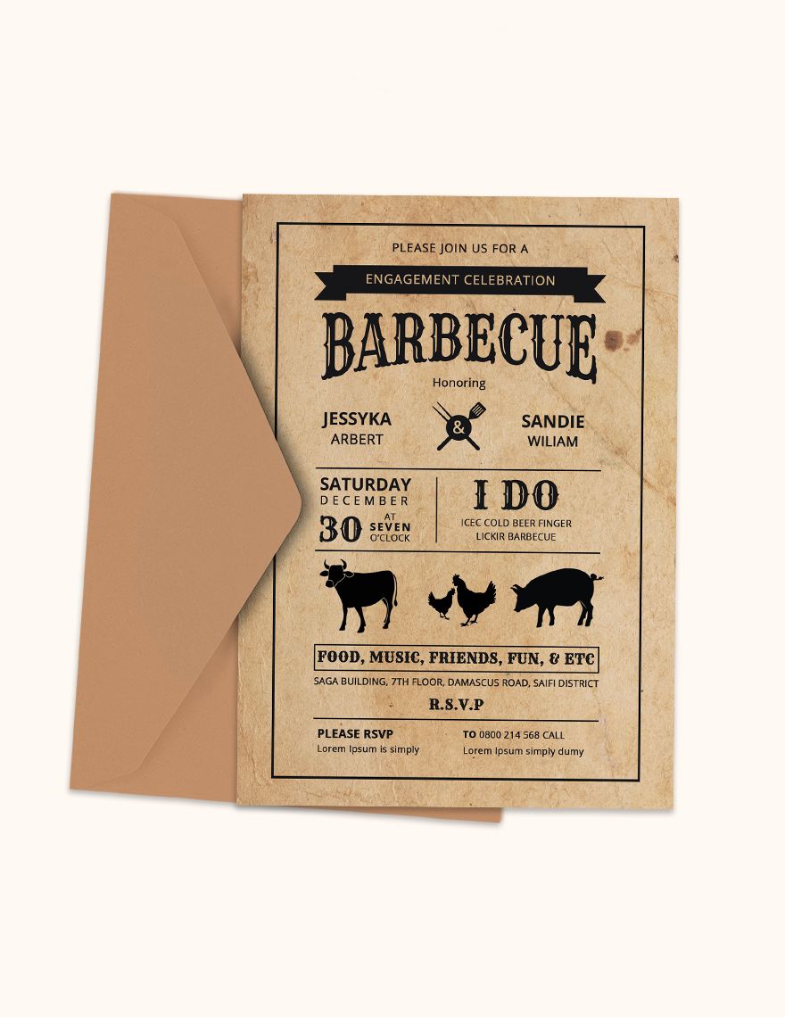 BBQ Engagement Party Invitation Card Template