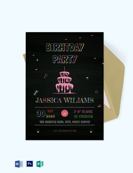 downloadable blank birthday invitation templates free chalkbaord