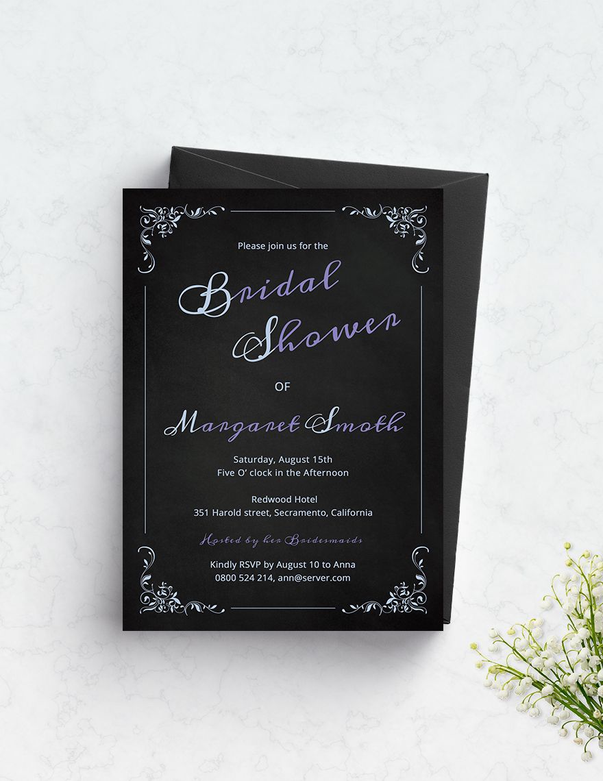 Modern Chalkboard Bridal Shower Invitation Template