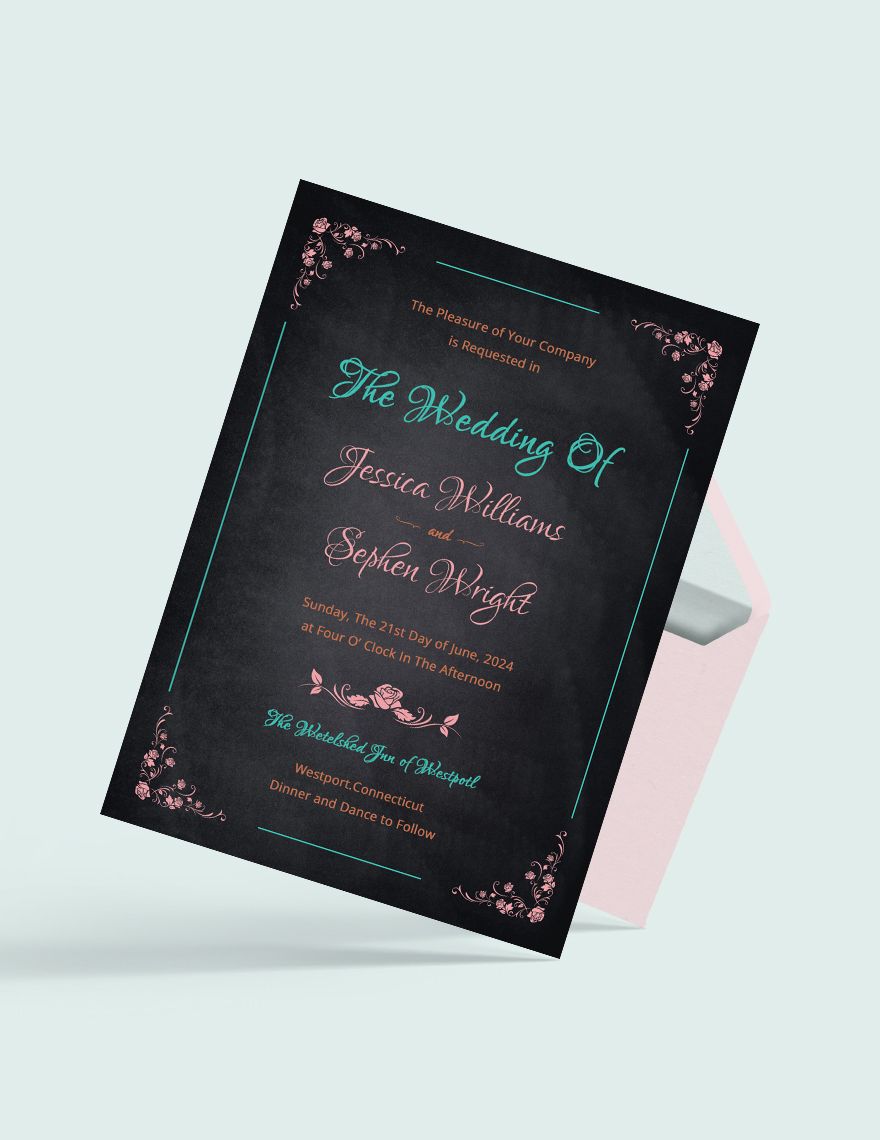 Chalk Board wedding Invitation template