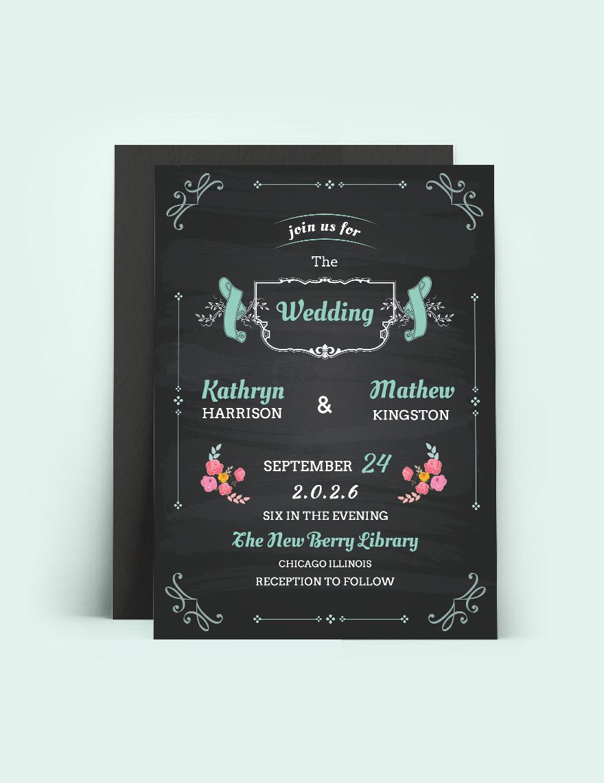 Chalkboard Wedding Invitation Card