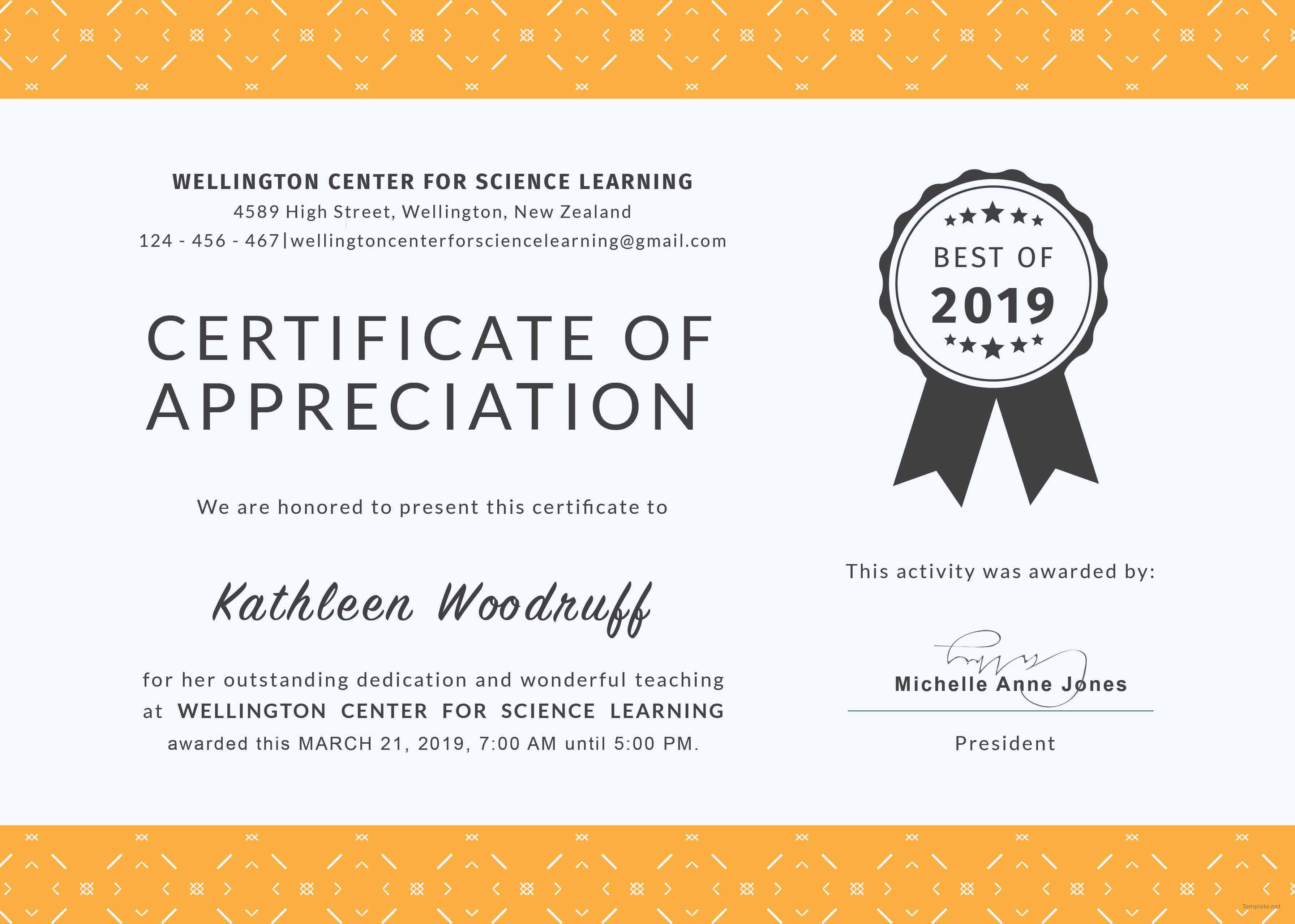 Free Certificate Of Appreciation For Teacher Template In Adobe My