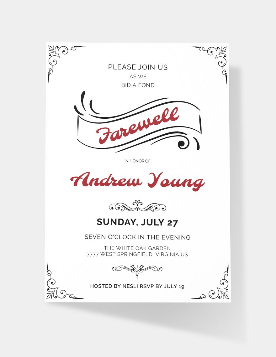 Elegant Farewell Party Invitation