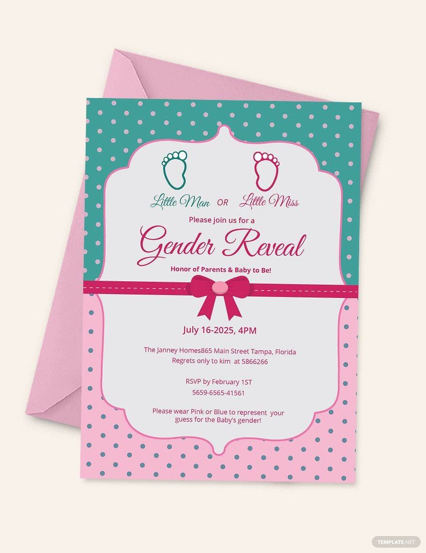 Free Elegant Gender Reveal Invitation Card Template