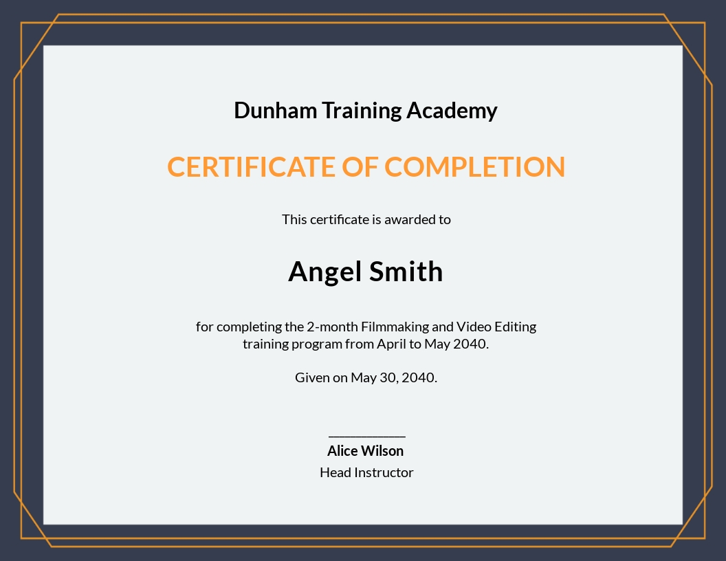 Template For Training Certificate
