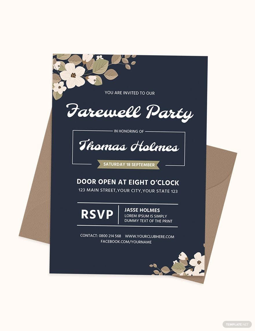 Farewell Party Invitation Card Template in Word, PSD, Publisher, Outlook