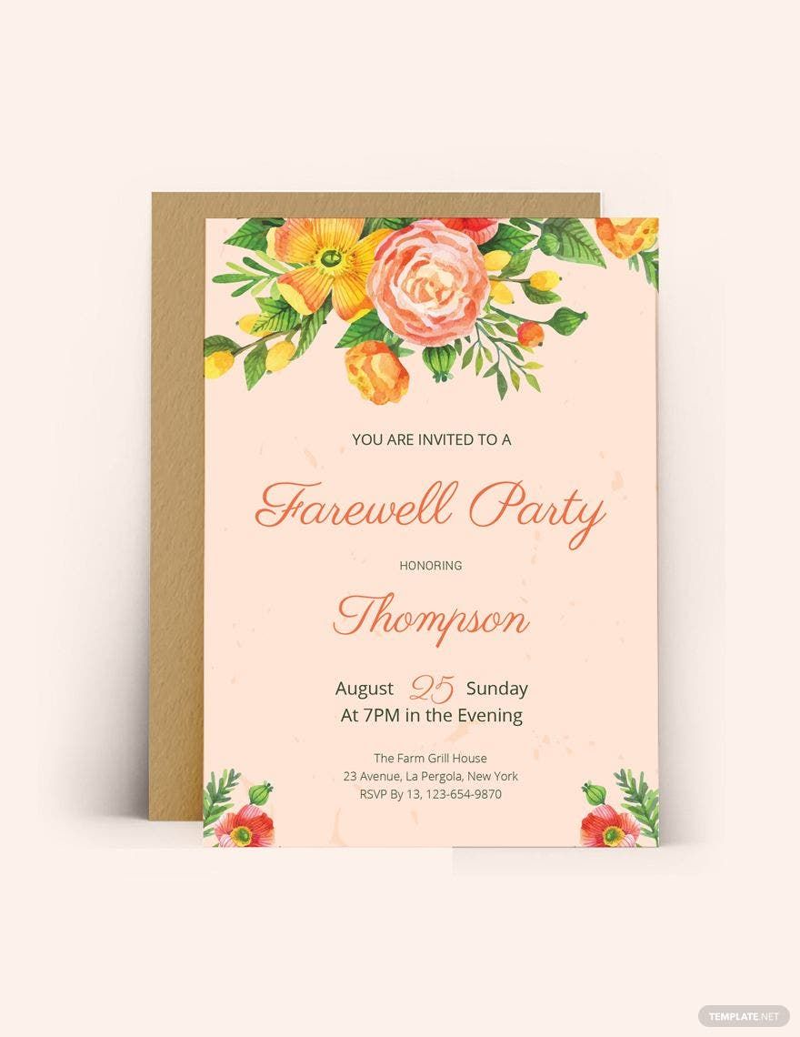 Free Floral Farewell Party Invitation Template