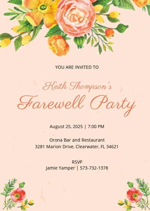 Floral Farewell Party Invitation Template.jpe