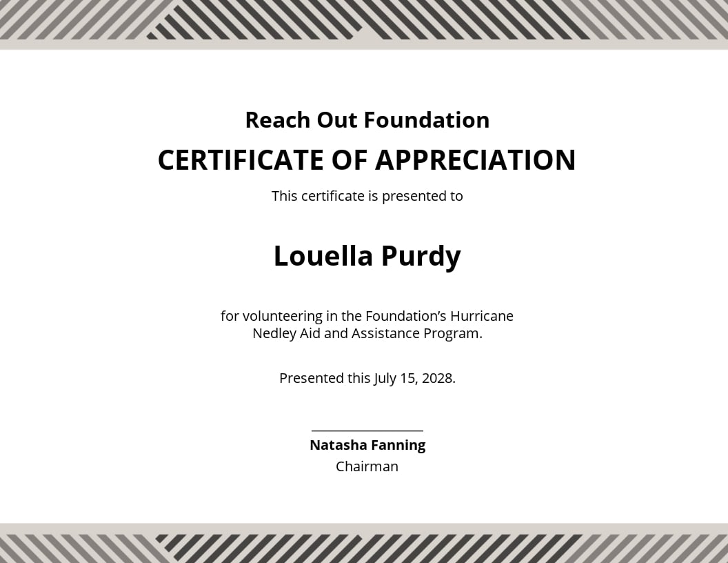 Volunteer Appreciation Certificate Template in Google Docs Within Community Service Template Word