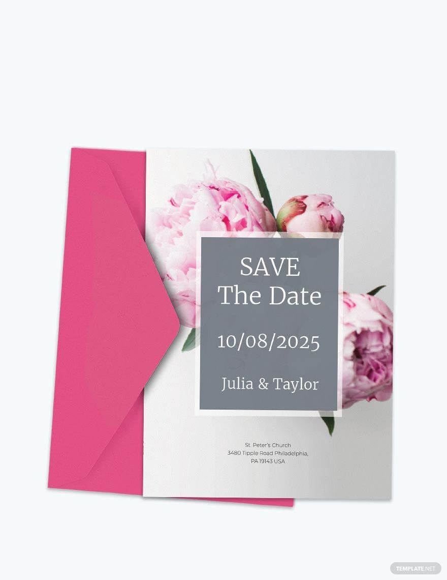 Peony wedding Invitation template