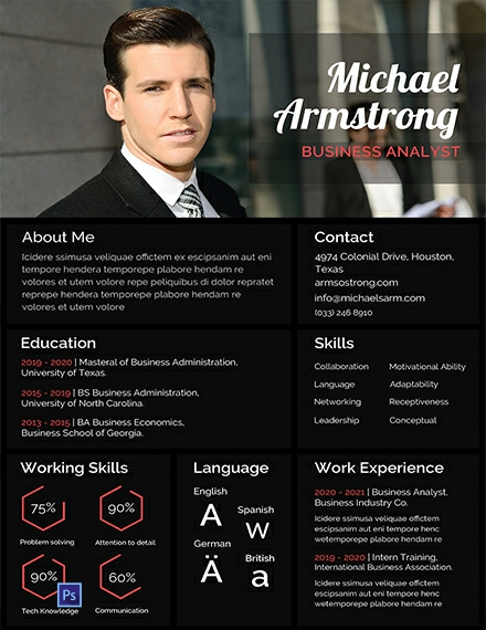 MBA Fresher Resume Template - PSD