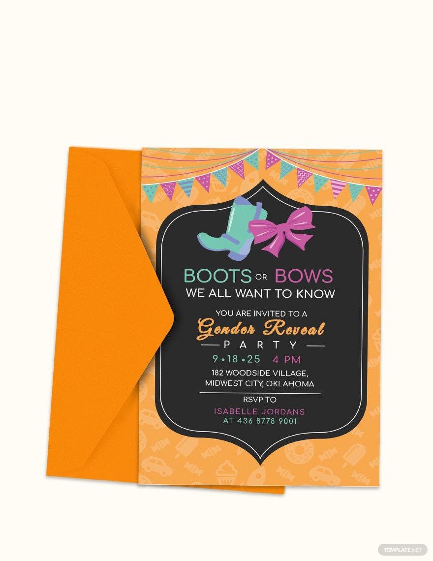 Boots or Bows Gender Reveal Invitation Template