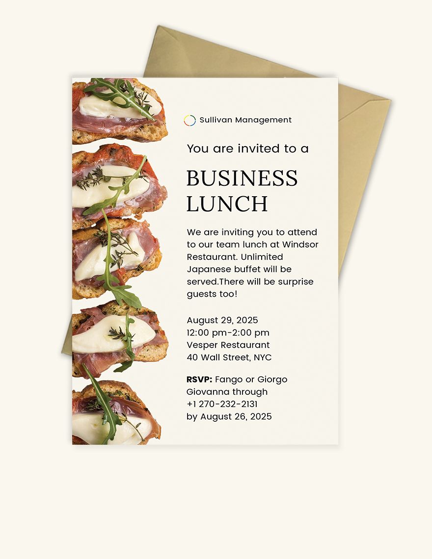 Business Lunch Invitation Template