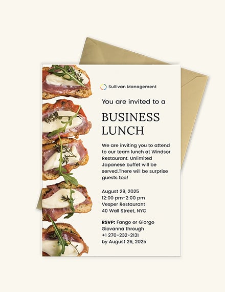 Business Lunch Invitation Template - Illustrator, Word, Outlook, PSD